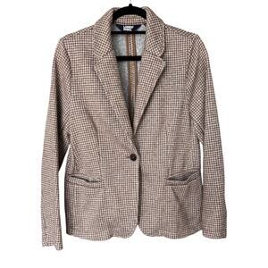 Lands' End Women's Camel Heather Fleece-Lined Blazer Jacket Size Medium 10-12